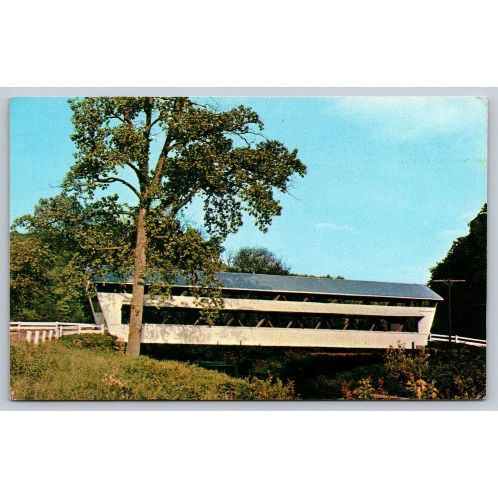 Postcard Ohio Amanda Fairfield County Johnson Covered Bridge  Clear Creek c1960s